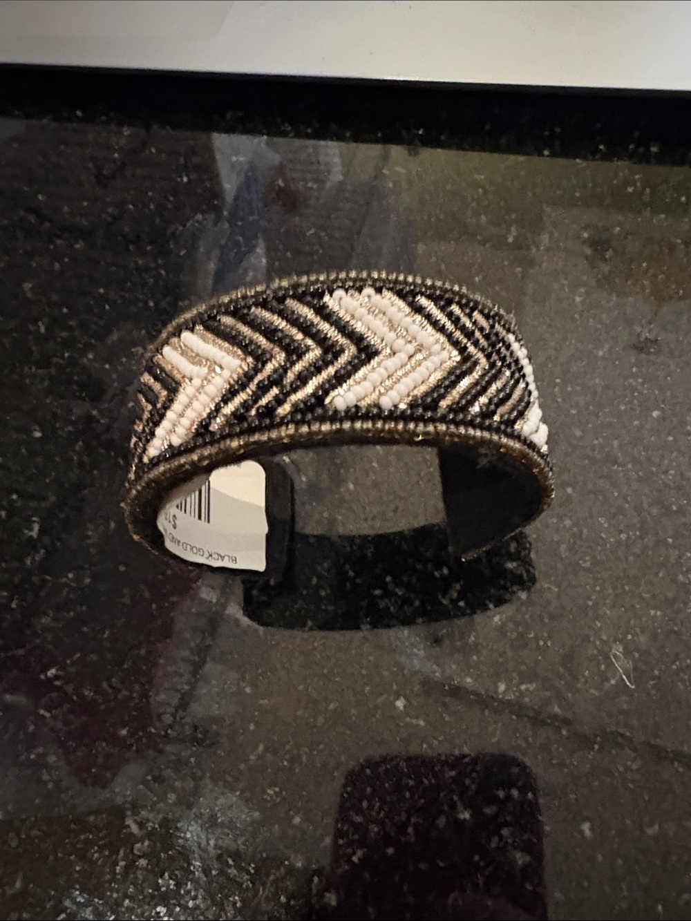 NWT Beaded Chevron Cuff Bracelet - Black & White